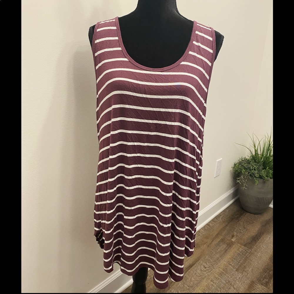 Zenana Burgundy Striped Tank Top
